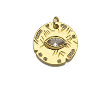 Load image into Gallery viewer, CZ Micro Pave Evil Eye On Round Coin Shape Pendant,Cubic Zir
