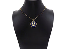 Load image into Gallery viewer, New Trendy Navy Gold Enamel Initials Letter Charm/Pendant, Enamel Initial Alphabet Letters, Custom Naming Pendants, 25x28mm,sku#ML34