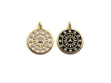 Load image into Gallery viewer, Pave CZ  Enamel Patten Pendant, Black/White Enamel Pendant, Enamel jewelry Findings, 20x27.5mm,sku#FH12