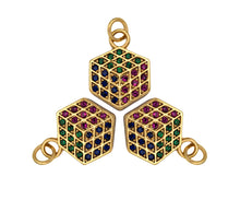 Load image into Gallery viewer, Colorful CZ Micro Pave Dainty Gold Rubik's Cube Charms, Gold Charm Pendant, Rubik's Cube Shape Necklace Charms, 12x17mm, Sku#F1335