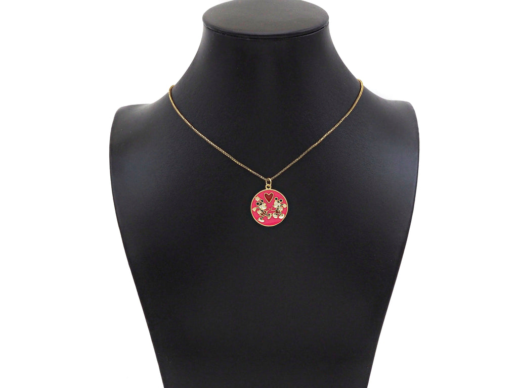 Colorful Enamel Mickey Mouse On Round Coin Pendnat,Red Black Enamel Gold Charm , Colorful Enamel, 23x20mm, Sku#LK263
