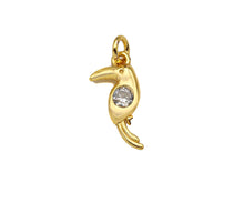 Load image into Gallery viewer, 18K Gold Bird Shape Pendant,CZ Bird Charm, Necklace Bracelet Charm Pendant,6x13mm,Sku#FH153