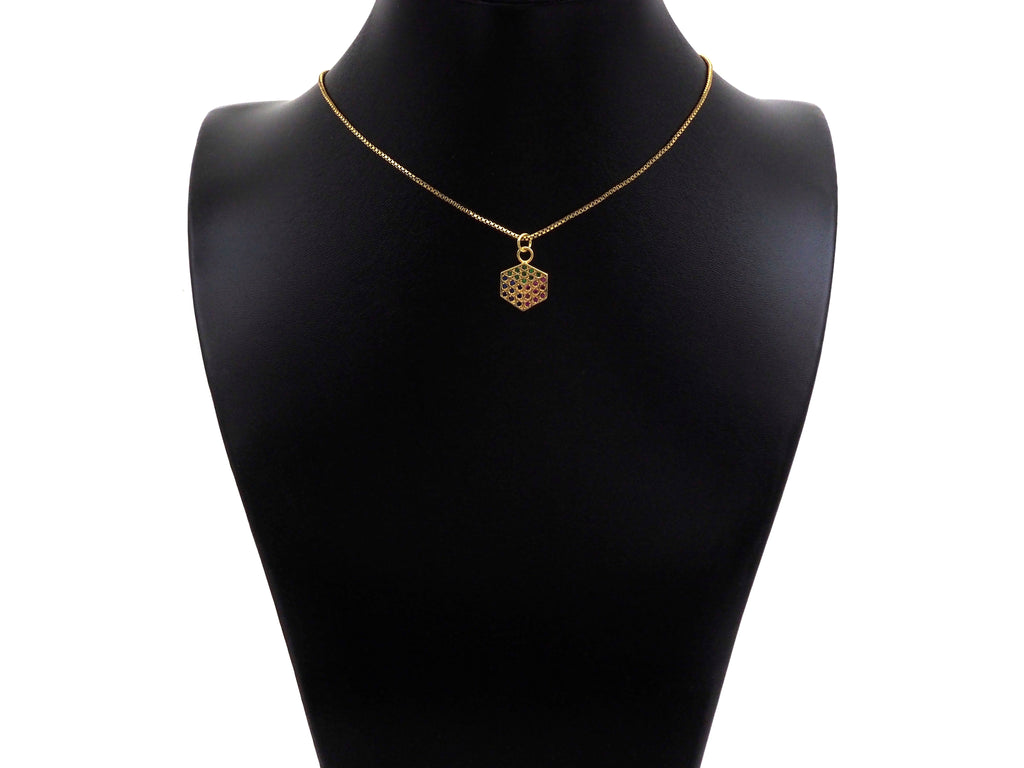 Colorful CZ Micro Pave Dainty Gold Rubik's Cube Charms, Gold Charm Pendant, Rubik's Cube Shape Necklace Charms, 12x17mm, Sku#F1335