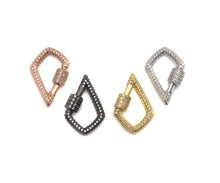 Load image into Gallery viewer, CZ Micro pave Tear Drop Shape Clasp, CZ Pave Clasp, Gold/Silver/Rose Gold/Gunmetal Carabiner Clasp, 17x25mm, sku#H184