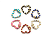 Load image into Gallery viewer, Colorful Enamel Pave Heart Shape Clasp, Gold Plated Screw Clasp, Carabiner Clasp, 21x22.6mm, sku#K77