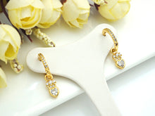 Load image into Gallery viewer, CZ Heart Crown Huggie Earrings, Sku#J239