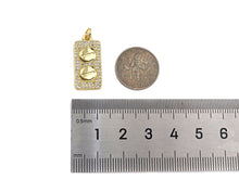 Load image into Gallery viewer, CZ Micro Pave 18k Gold Duble Button On  Rectangle Pendant, Cubic Zirconia Medallion Pendant Charm, CZ Screw Pendant,11x23mm, Sku#LK203