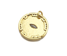 Load image into Gallery viewer, CZ Micro Pave Evil Eye On Round Coin Shape Pendant,Cubic Zir