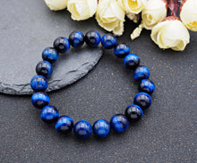 Load image into Gallery viewer, Natural Lapis Blue Tiger Eye Stretchy Bracelet, U1079