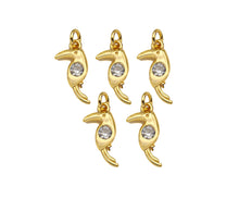 Load image into Gallery viewer, 18K Gold Bird Shape Pendant,CZ Bird Charm, Necklace Bracelet Charm Pendant,6x13mm,Sku#FH153