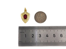 Load image into Gallery viewer, Big CZ Micro Pave Shield Shape Pendant/Charm,Cubic Zirconia Medallion Charm, Necklace Bracelet Charm Pendant,13x20mm, Sku#LK193