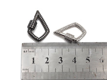 Load image into Gallery viewer, CZ Micro pave Tear Drop Shape Clasp, CZ Pave Clasp, Gold/Silver/Rose Gold/Gunmetal Carabiner Clasp, 17x25mm, sku#H184
