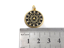 Load image into Gallery viewer, Pave CZ  Enamel Patten Pendant, Black/White Enamel Pendant, Enamel jewelry Findings, 20x27.5mm,sku#FH12