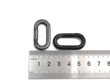 Load image into Gallery viewer, NEW Spring Snap Fully CZ Micro Pave Oval Carabiner Clasp, Oval Link Clasp, Connector Clasp, Oval Lock, 18x34mm/15x28mm, sku#H257