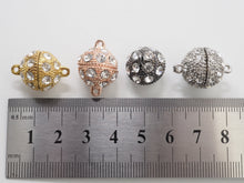 Load image into Gallery viewer, White/Silver/Gold/Rose Gold/Black Rhodium Plated Strong Magnetic Ball Clasp, Clasp Findings,10mm,12mm,14mm,16mm Clasps ,SKU#C62