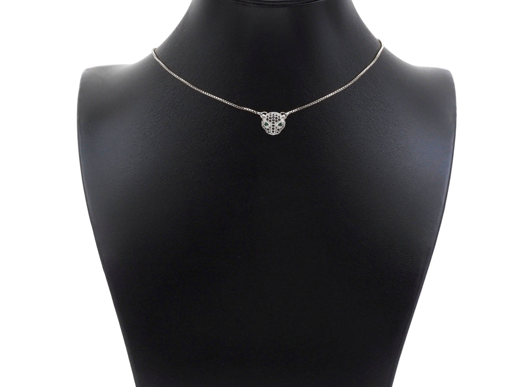 CZ Micro Pave Green Eye Leopard Head Pendant/Charm, Black panther Charm, Cubic Zirconia Pendant Charm, 10x11mm,Sku#N54