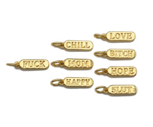 Load image into Gallery viewer, Dainty Gold Bar Pendant, Love happy chill mom bar, F1289
