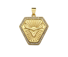 Load image into Gallery viewer, CZ Micro Pave OX Horn On Shield Shape Pendant/Charm,Cubic Zirconia Medallion Charm, Necklace Bracelet Charm Pendant,23x25mm, Sku#LK194