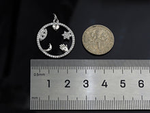 Load image into Gallery viewer, CZ Micro Pave Evil Eye Hand Star On  Round Ring Pendant , 21x23mm, Cubic Zirconia Round Ring Pave Pendant Beads, Pave Charm, SKU#F1188