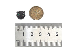 Load image into Gallery viewer, CZ Micro Pave Green Eye Leopard Head Pendant/Charm, Black panther Charm, Cubic Zirconia Pendant Charm, 10x11mm,Sku#N54