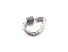 Load image into Gallery viewer, Clear CZ Micro pave Drop Shape Clasp, CZ Pave Clasp, Gold/Silver/Rose Gold/Gunmetal Carabiner Clasp, 18X24mm, sku#H185