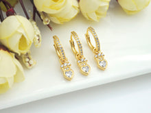 Load image into Gallery viewer, CZ Heart Crown Huggie Earrings, Sku#J239