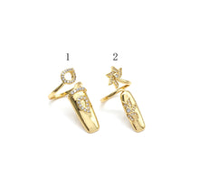 Load image into Gallery viewer, CZ Heart/Flower Adjustable Nail Ring, Sku#X274