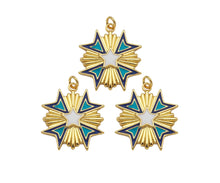Load image into Gallery viewer, Gold Filled Enamel Star Medallion Pendant, 18K Gold Filled Tuequoise Blue/White Enamel Charm,Enamel Jewelry,23x24mm,Sku#Z1361