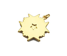 Load image into Gallery viewer, Gold Filled Enamel Star Medallion Pendant, 18K Gold Filled Tuequoise Blue/White Enamel Charm,Enamel Jewelry,23x24mm,Sku#Z1361