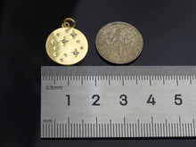 Load image into Gallery viewer, North Star on Disc Round Coin Pendant,North Star Cubic Zirconia Pendant, Silver/Gold Plated,16x19mm,Sku#F1267