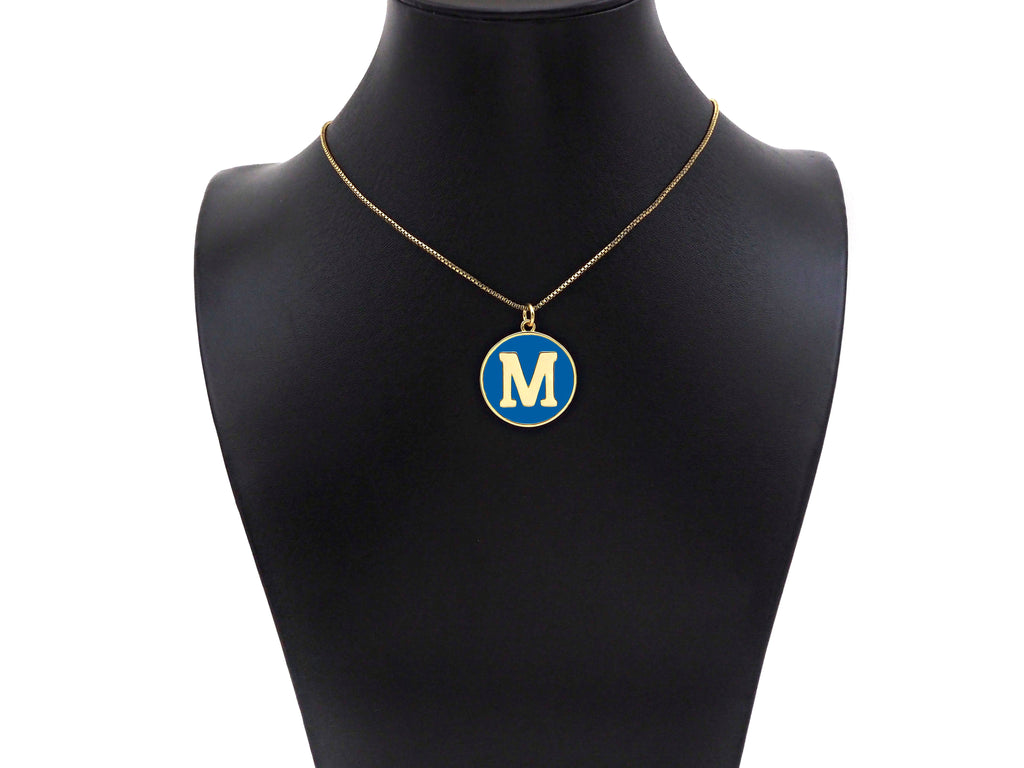 New Trendy Blue Gold Enamel Initials Letter Charm/Pendant, Enamel Initial Alphabet Letters, Custom Naming Pendants, 25x28mm,sku#ML35