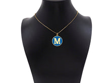 Load image into Gallery viewer, New Trendy Blue Gold Enamel Initials Letter Charm/Pendant, Enamel Initial Alphabet Letters, Custom Naming Pendants, 25x28mm,sku#ML35