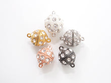 Load image into Gallery viewer, White/Silver/Gold/Rose Gold/Black Rhodium Plated Strong Magnetic Ball Clasp, Clasp Findings,10mm,12mm,14mm,16mm Clasps ,SKU#C62