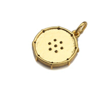 Load image into Gallery viewer, CZ Micro Pave Snowflake On Round Coin Charms, 18k Dainty Gold Charms Pendant, Snowflake Necklace Charms, 14x15mm, Sku#F1305