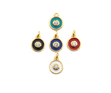 Load image into Gallery viewer, Enamel Colorful Dangle Charm, CZ Micro Pave Oil Drop pendant, White/Black/Red/Turquoise/Blue Enamel pendant,8x11mm,sku#F1057