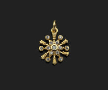 Load image into Gallery viewer, CZ Micro Pave Radiate Flower Shape Pendant,18K Dainty Gold Charm, Necklace Bracelet Charm Pendant,9x12mm,Sku#FH154