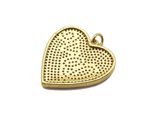 Load image into Gallery viewer, Fuchsia CZ Micro Pave Love On Heart Shape Pendant,Cubic Zirconia Gold Charm, Necklace Bracelet Charm Pendant,25x26mm, Sku#F1373