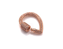 Load image into Gallery viewer, Clear CZ Micro pave Drop Shape Clasp, CZ Pave Clasp, Gold/Silver/Rose Gold/Gunmetal Carabiner Clasp, 18X24mm, sku#H185