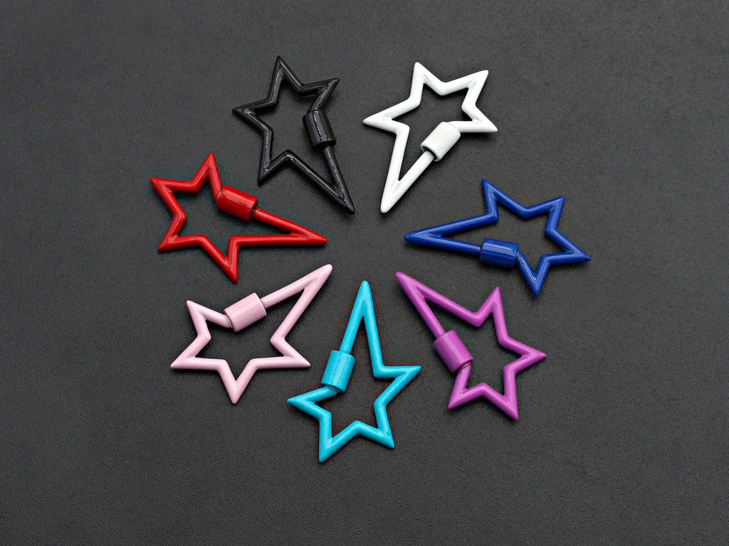 Colorful Enamel pave Star Shape Clasp, Enamel Pave Clasp, Black/Red/Pink/White/Blue Carabiner Clasp, 18x30mm, sku#H240