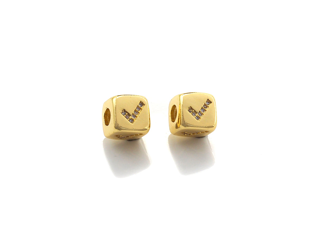 CZ Micro Pave Check Symbol Dice Spacer Beads, Cubic Zirconia Cube Spacer Beads, sku#Z719