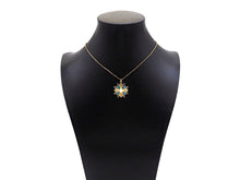 Load image into Gallery viewer, Gold Filled Enamel Star Medallion Pendant, 18K Gold Filled Tuequoise Blue/White Enamel Charm,Enamel Jewelry,23x24mm,Sku#Z1361