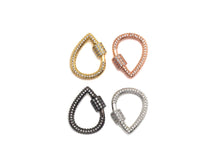 Load image into Gallery viewer, Clear CZ Micro pave Drop Shape Clasp, CZ Pave Clasp, Gold/Silver/Rose Gold/Gunmetal Carabiner Clasp, 18X24mm, sku#H185
