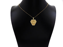 Load image into Gallery viewer, CZ Micro Pave OX Horn On Shield Shape Pendant/Charm,Cubic Zirconia Medallion Charm, Necklace Bracelet Charm Pendant,23x25mm, Sku#LK194