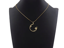 Load image into Gallery viewer, Clear CZ Micro Pave Flower Star On Cresent Moon Shape Pendant Charm, Cubic Zirconia Moon Charm,30x33mm,Sku#LK156