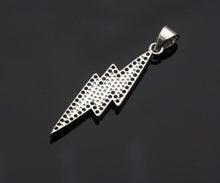 Load image into Gallery viewer, Enamel Colorful Lightning Shape Pendant Silver Finish, CZ Micro Pave Lightning Charm, Enamel pendant,Enamel Jewelry, 10x37mm, sku#LK138