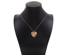 Load image into Gallery viewer, Fuchsia CZ Micro Pave Love On Heart Shape Pendant,Cubic Zirconia Gold Charm, Necklace Bracelet Charm Pendant,25x26mm, Sku#F1373