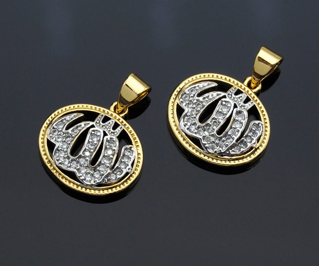 Dual Color Curve Pattern On Oval CZ Micro Pave Charms,16x16mm, Sku#F1282C