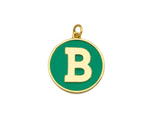 Load image into Gallery viewer, New Trendy Green Gold Enamel Initials Letter Charm/Pendant, Enamel Initial Alphabet Letters, Custom Naming Pendants, 25x28mm,sku#ML36