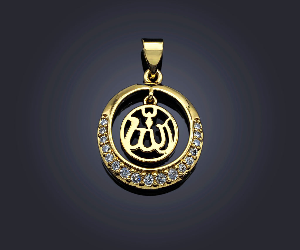 CZ Micro Pave Curve Pattern On Round Ring Shaped Pendant/Charm, Gold Cubic Zirconia Pendant Charm,17x21mm,sku#F1268