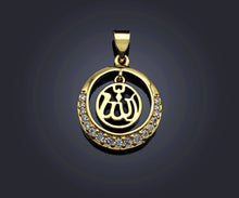 Load image into Gallery viewer, CZ Micro Pave Curve Pattern On Round Ring Shaped Pendant/Charm, Gold Cubic Zirconia Pendant Charm,17x21mm,sku#F1268